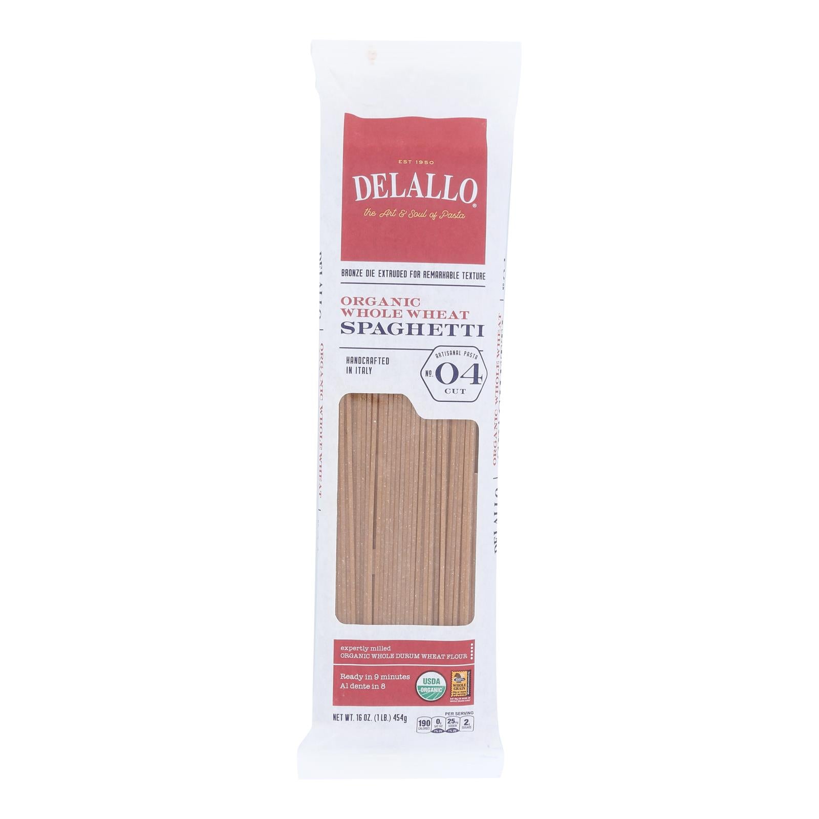 Delallo - Organic Whole Wheat Spaghetti Pasta - Case Of 16 - 1 Lb. - GreatEagleInc