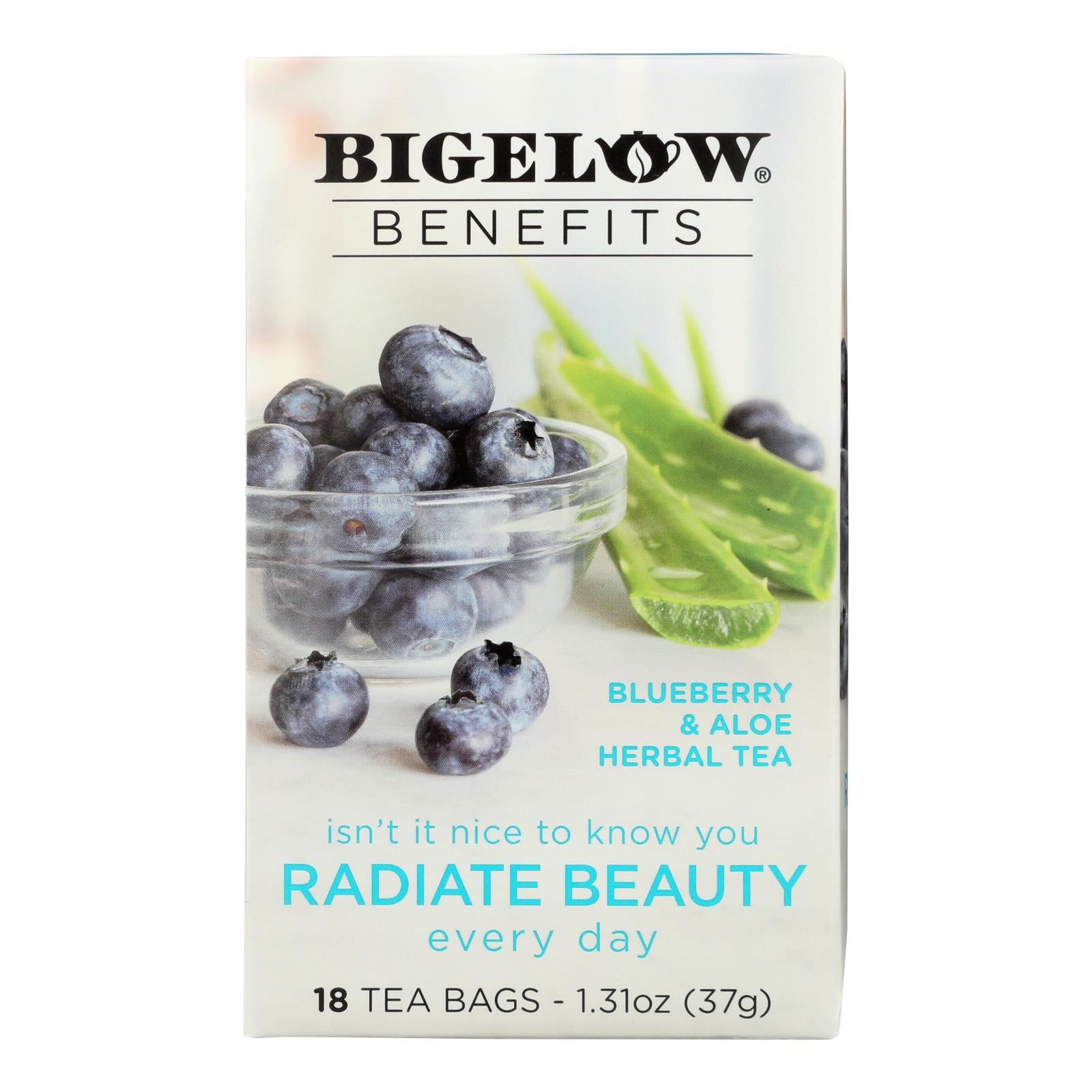 Bigelow Tea Tea - Blueberry Aloe Radiate Beauty - Case Of 6 - 18 Bag - Eco-Friendly Home & Grocery
