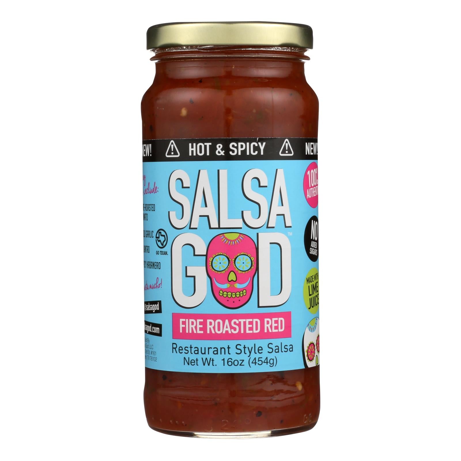 Salsa God Hot Fire Roasted Red Salsa  - Case Of 6 - 16 Oz - GreatEagleInc