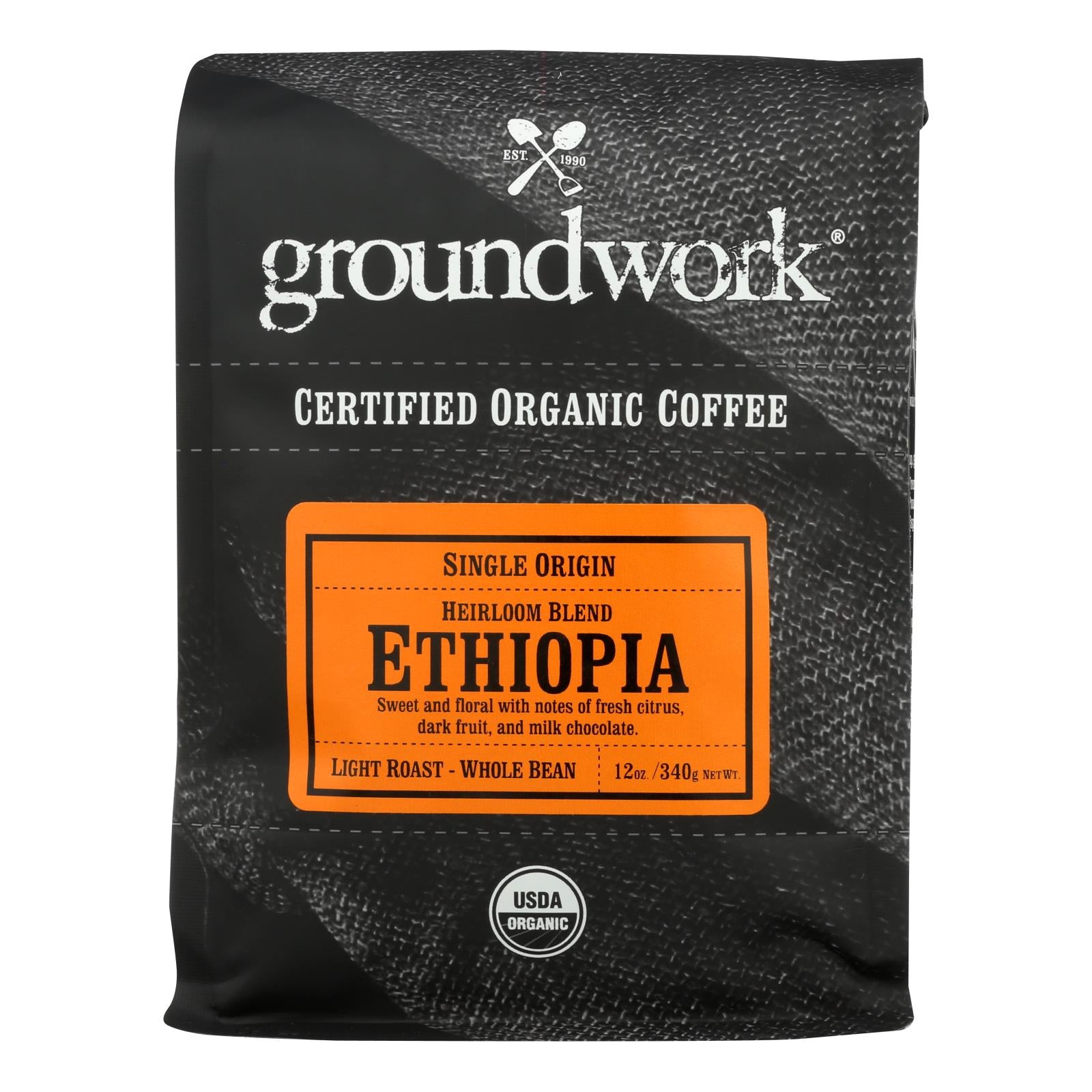 Groundwork - Coffee Organic Ethiopian Hrlm - Case Of 6-12 Oz - GreatEagleInc