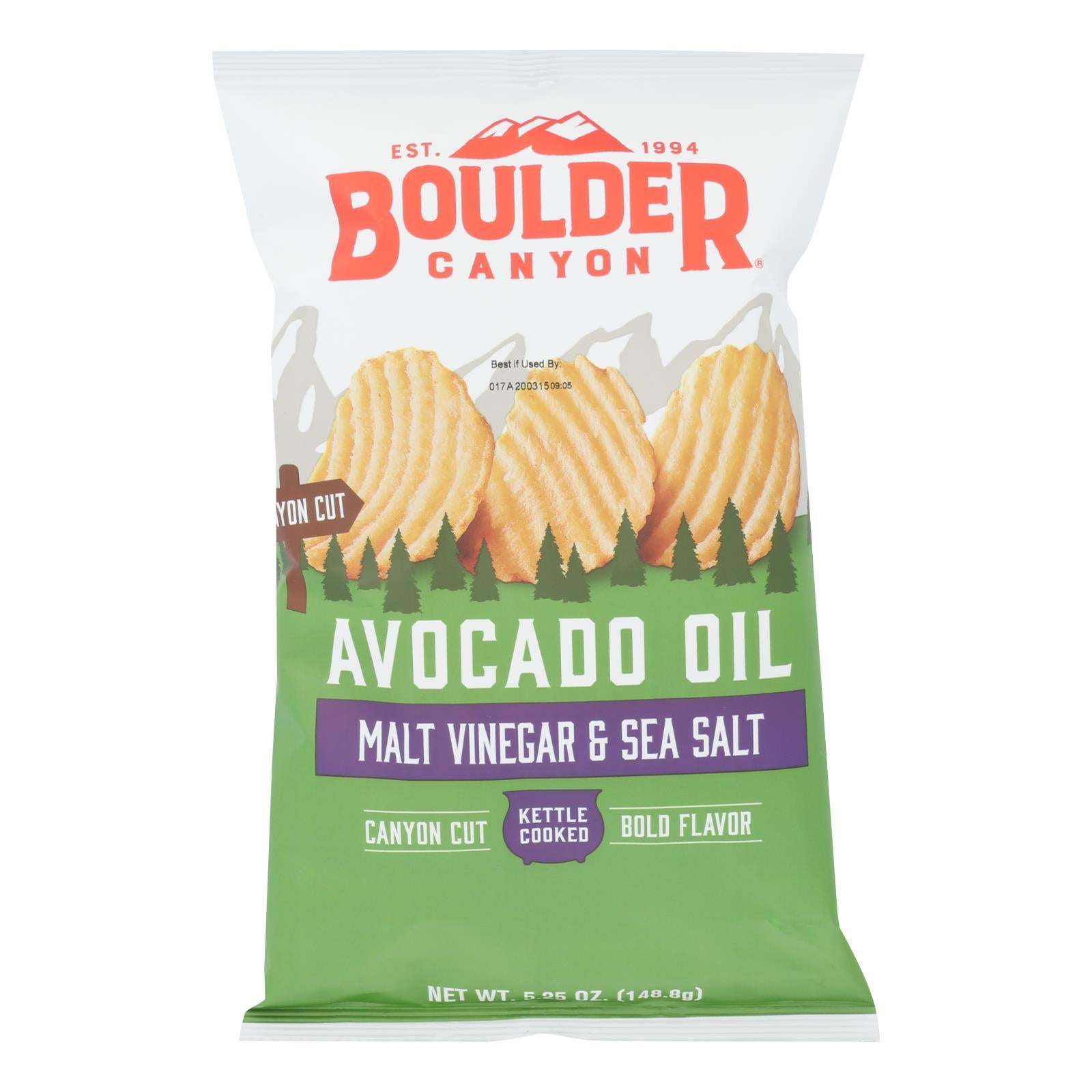 Boulder Canyon - Kettle Chips - Malt Vinegar And Sea Salt - Case Of 12 - 5.25 Oz. - GreatEagleInc