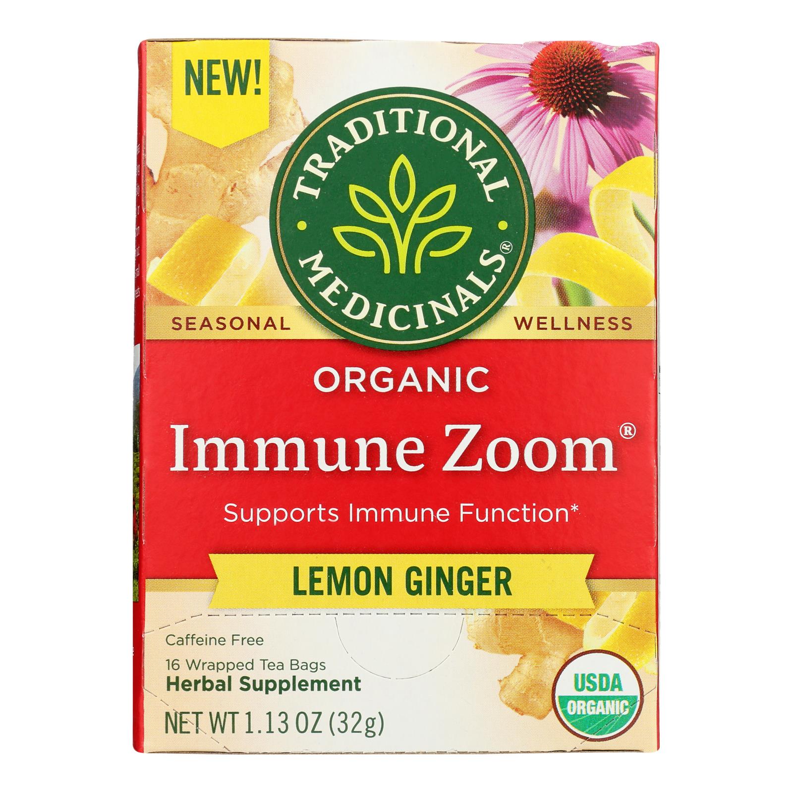 Traditional Medicinals - Tea Immune Ginger Lemon - Case Of 6-16 Bag - GreatEagleInc