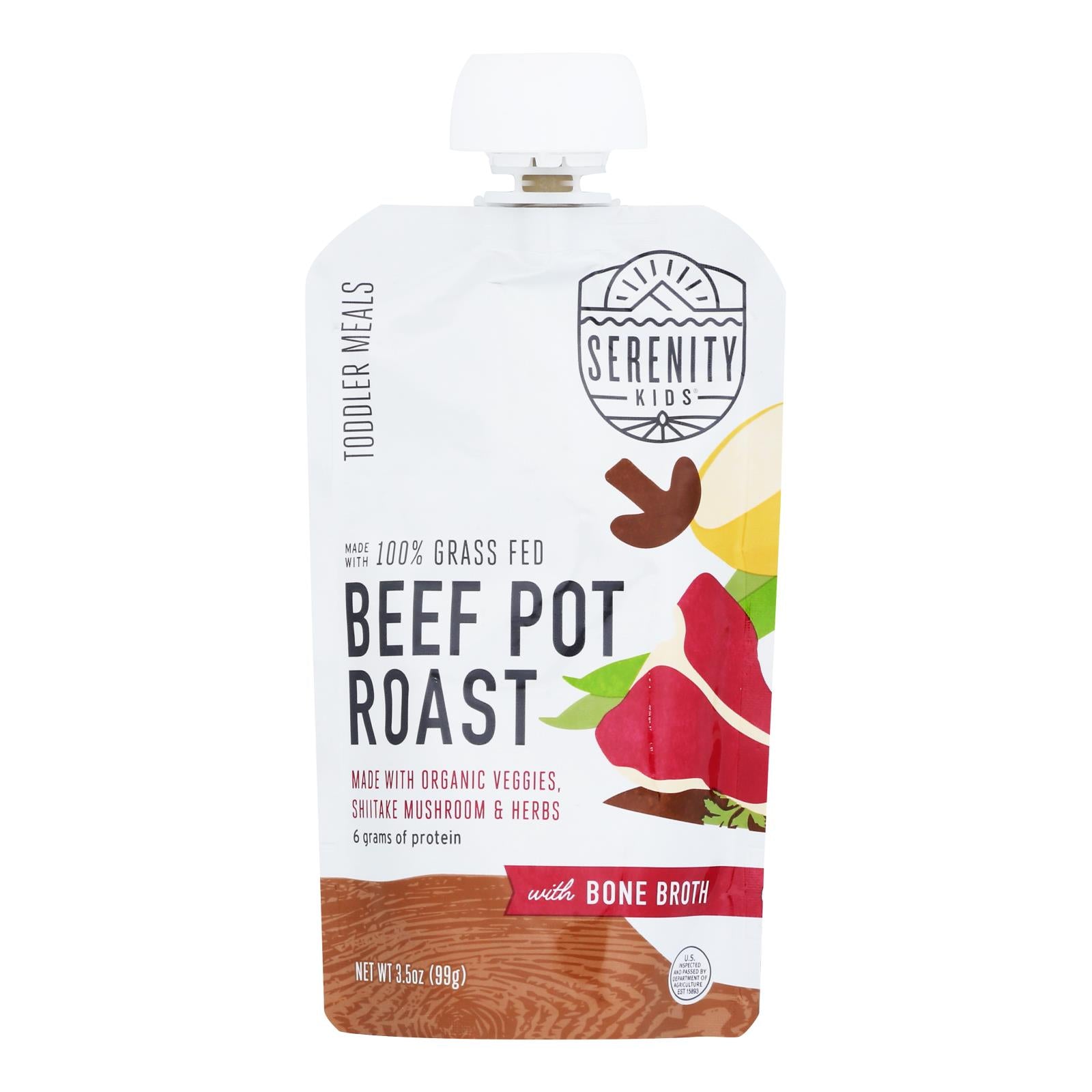 Serenity Kids - Peach Beef Pot Rst Bne Brth - Case Of 6-3.5 Oz - GreatEagleInc