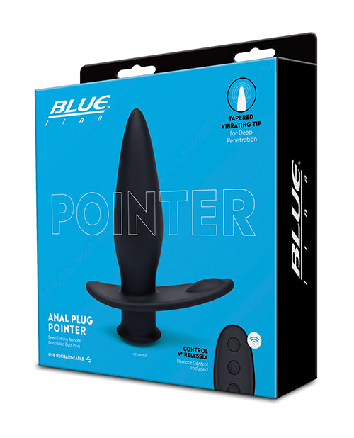 Blue Line Vibrating Anal Plug Pointer W/remote - Black Default Title