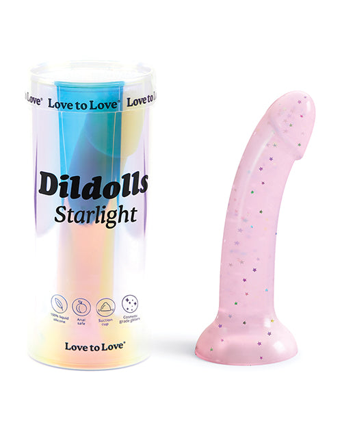 Love To Love Curved Suction Cup Dildolls Starlight - Pink - GreatEagleInc