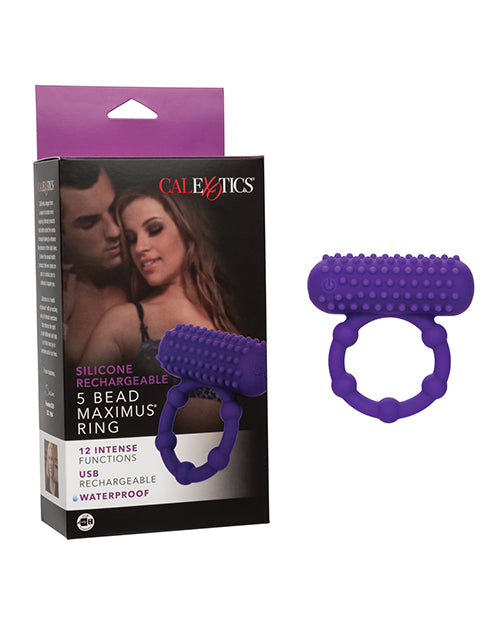 Silicone Rechargeable 5 Bead Maximus Ring - Purple - GreatEagleInc
