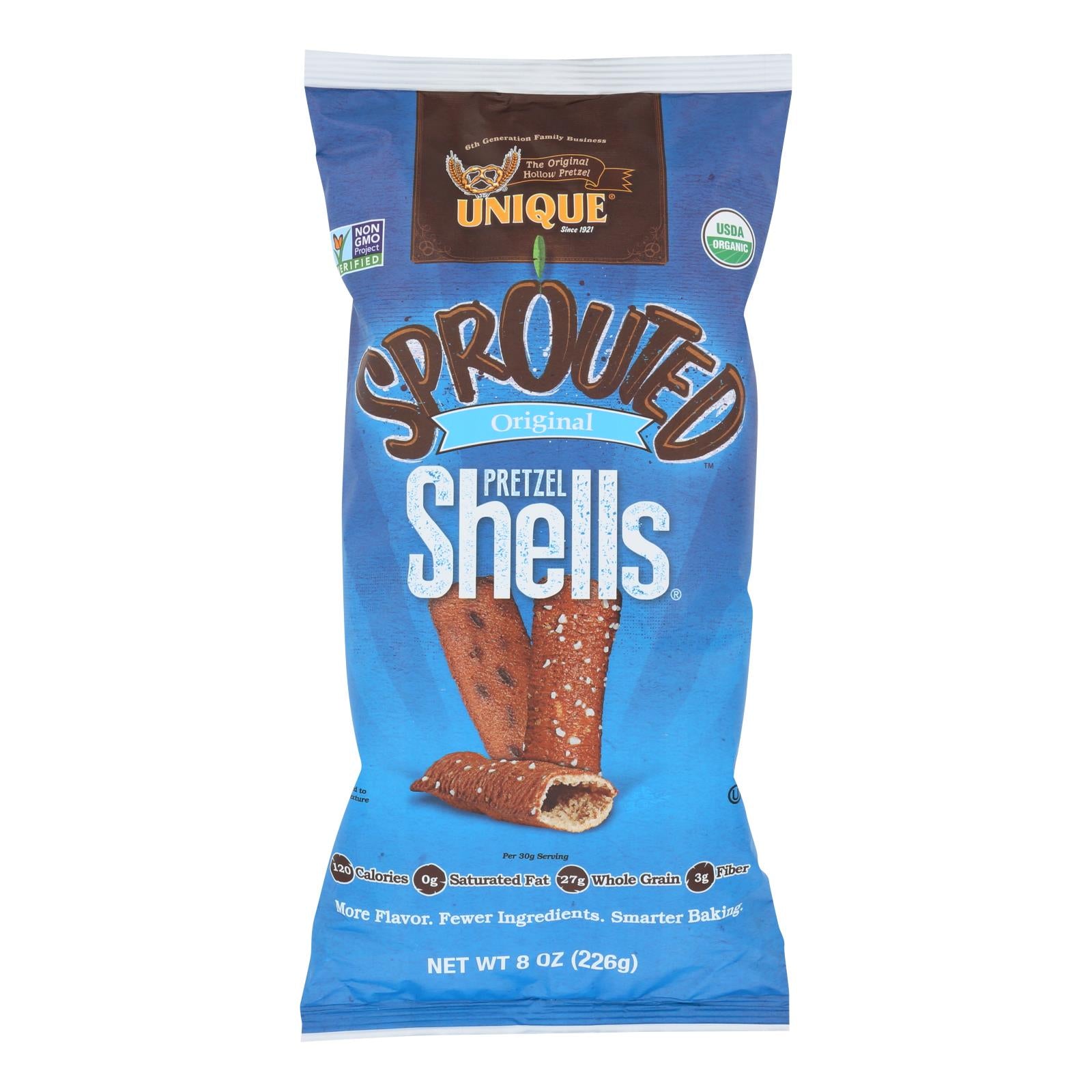 Unique Pretzels - Sprouted Shells - Original Sea Salt - Case Of 12 - 8 Oz. - Eco-Friendly Home & Grocery