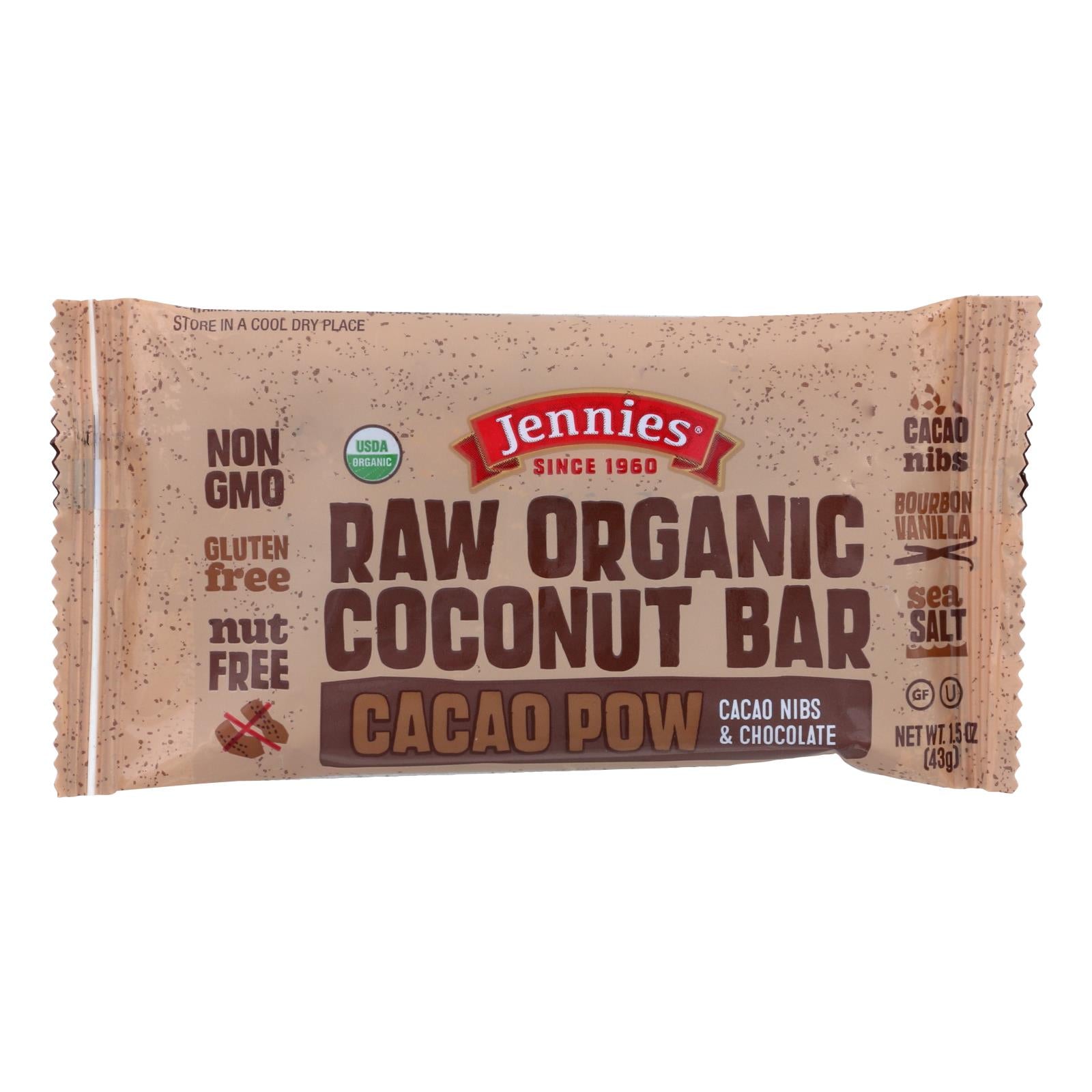 Jennie's Organic Cacao Powder Coconut Bar - Case Of 12 - 1.5 Oz. - GreatEagleInc