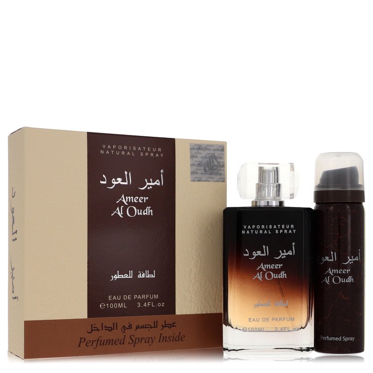 Ameer Al Oudh by Lattafa Gift Set -- 3.4 oz Eau De Parfum Spray + 1.7 oz Perfumed Spray for Men Default Title