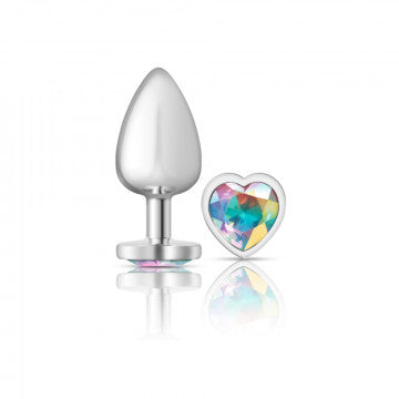 Cheeky Charms Heart Clear Iridescent Silver Plug - GreatEagleInc