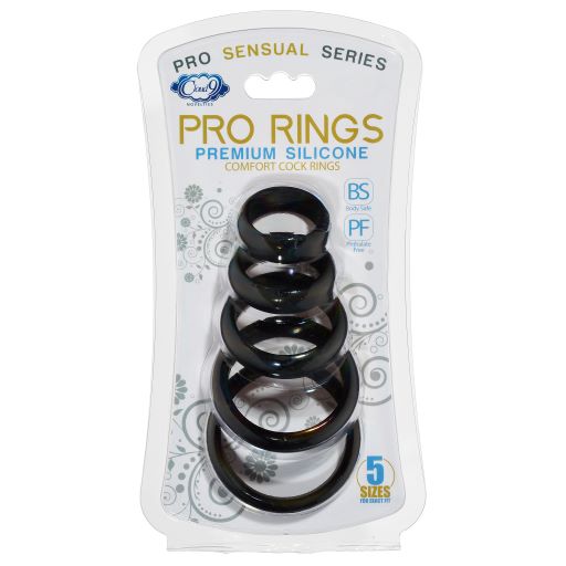 Cloud 9 Comfort Cock Rings W/flat Back 5-pk Pro Sensual Line - Adult Products
