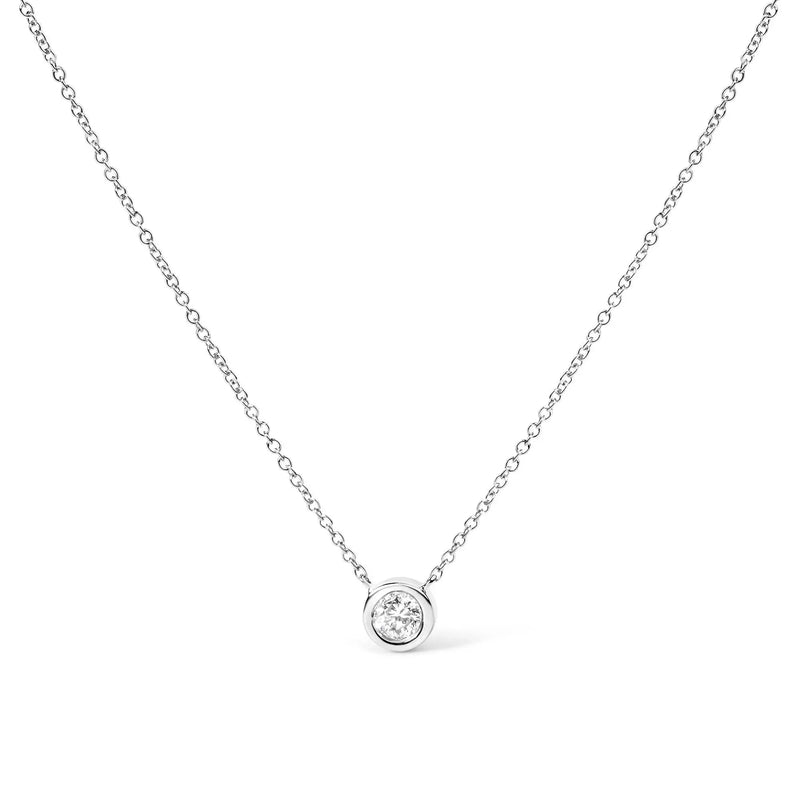 10K Gold Round Brilliant-Cut Diamond Modern Bezel-Set Solitaire 16"-18" Pendant Necklace (H-I Color, SI2-I1 Clarity) Infinite Jewels