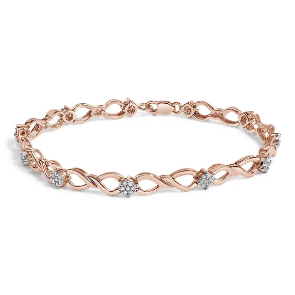 10K Rose Gold Plated .925 Sterling Silver 1/2 Cttw Diamond Infinity Link Tennis Bracelet (H-I Color, I2-I3 Clarity) -7” Infinite Jewels