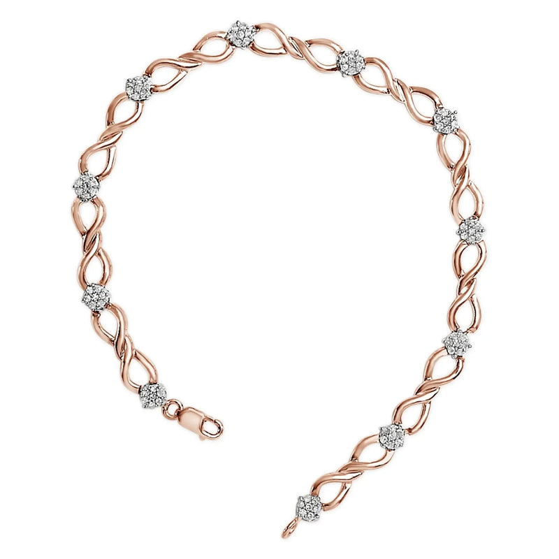 10K Rose Gold Plated .925 Sterling Silver 1/2 Cttw Diamond Infinity Link Tennis Bracelet (H-I Color, I2-I3 Clarity) -7” Infinite Jewels