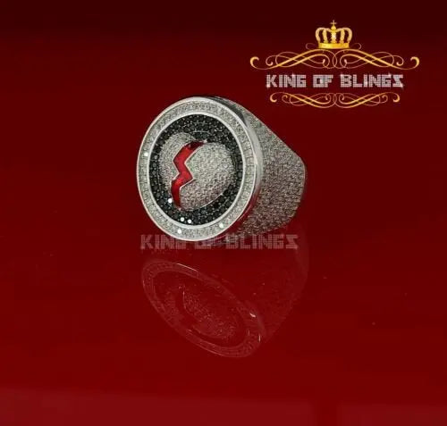 10K White Gold Finish ''Broken Heart" 925 Silver Lab Created RING SIZE 10 King Of Bling