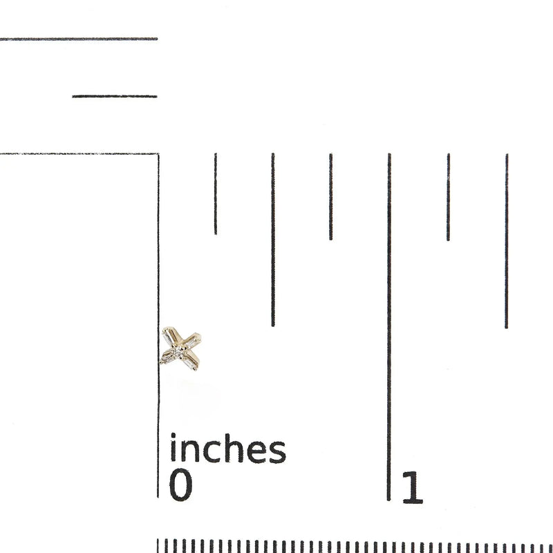 10K Yellow Gold 1/10 Cttw Round and Baguette Diamond Criss Cross X Stud Earring (H-I Color, I1-I2 Clarity) Infinite Jewels