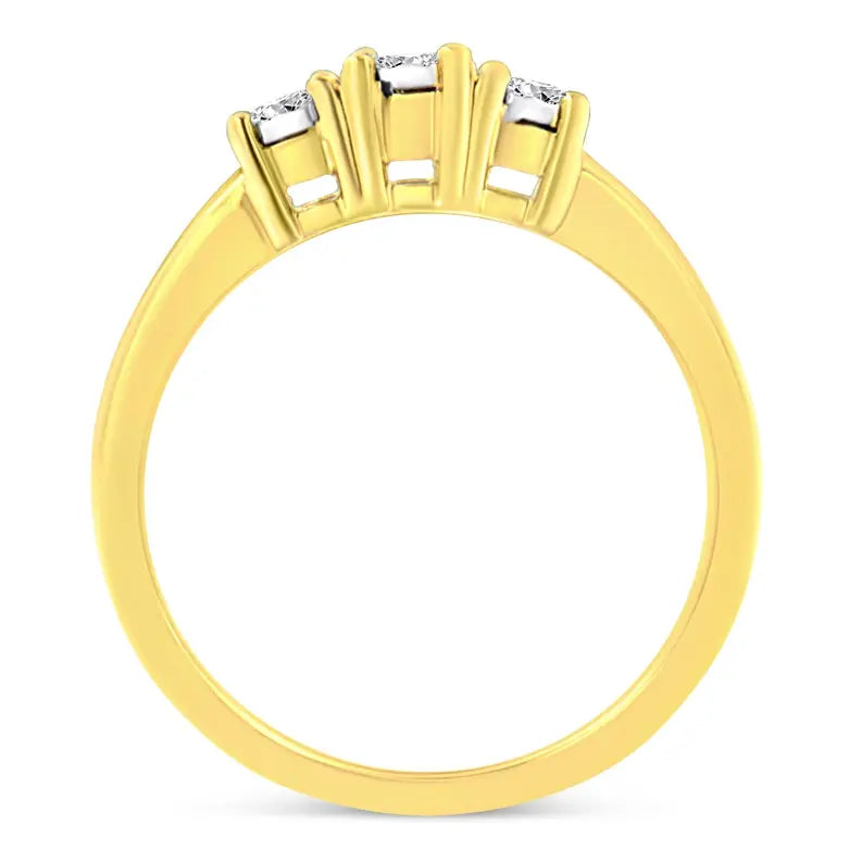 10K Yellow Gold 3.0 Cttw Diamond Eight-Row Bypass Crossover Statement Band Ring (H-I Color, I2-I3 Clarity) Luxcom