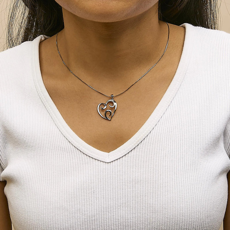 10K Yellow Gold Over .925 Sterling Silver Open Heart with Swirls 18" Box Chain Pendant Necklace Infinite Jewels