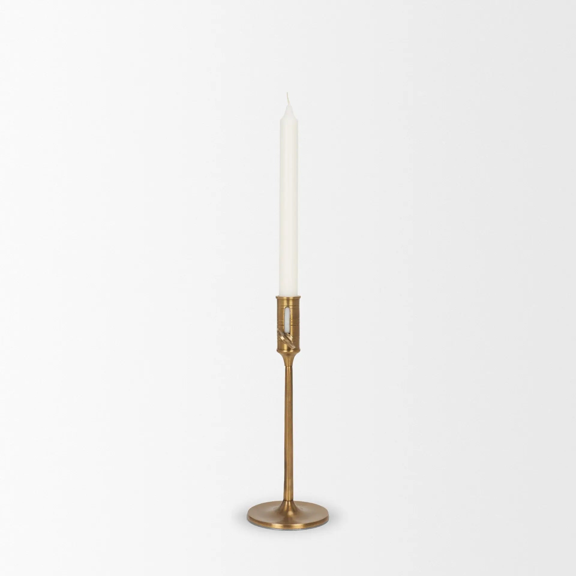 10" Antiqued Brass Metal Tabletop Taper Candlestick Homeroots Home Decor