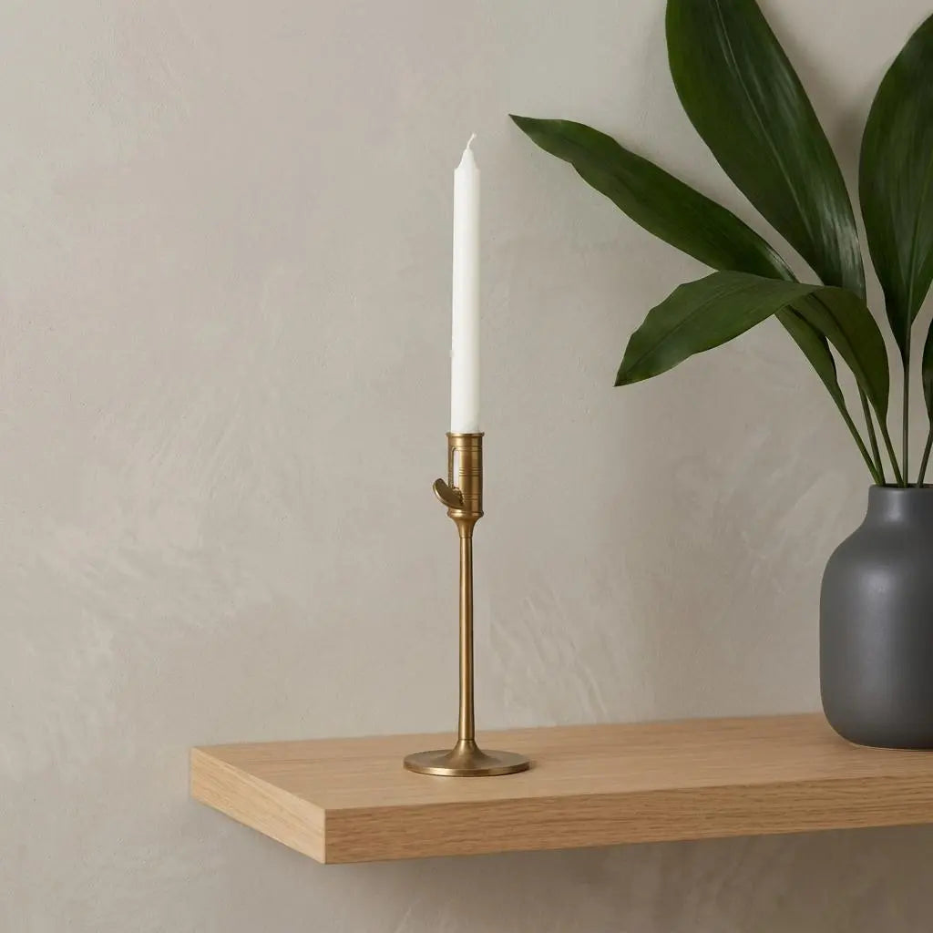 10" Antiqued Brass Metal Tabletop Taper Candlestick Homeroots Home Decor