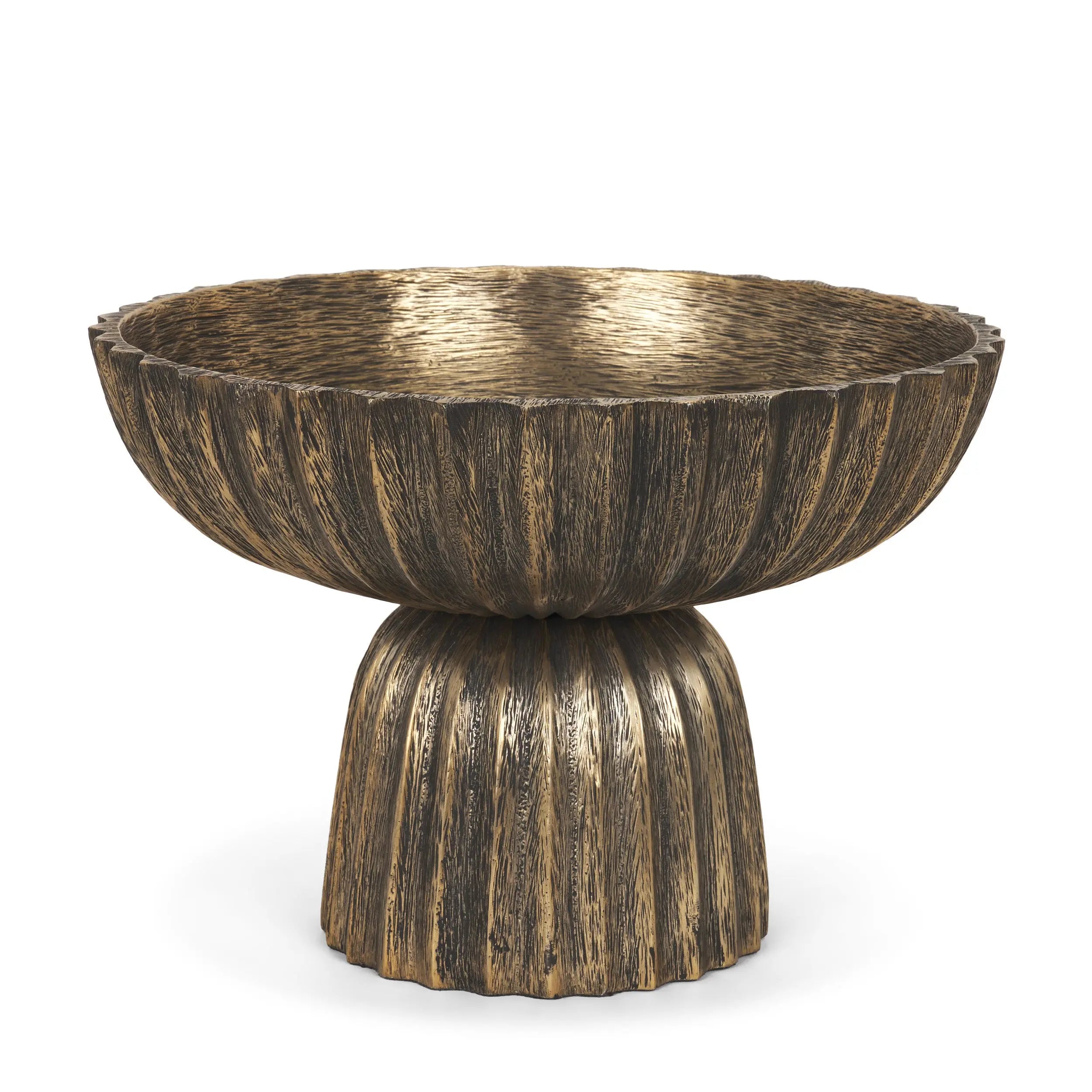 10" Antiqued Gold Metal Round Pedestal Centerpiece Bowl Homeroots Kitchen & Dining