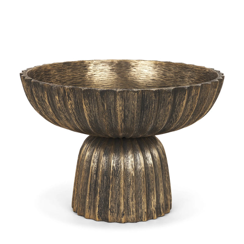 10" Antiqued Gold Metal Round Pedestal Centerpiece Bowl Homeroots Kitchen & Dining