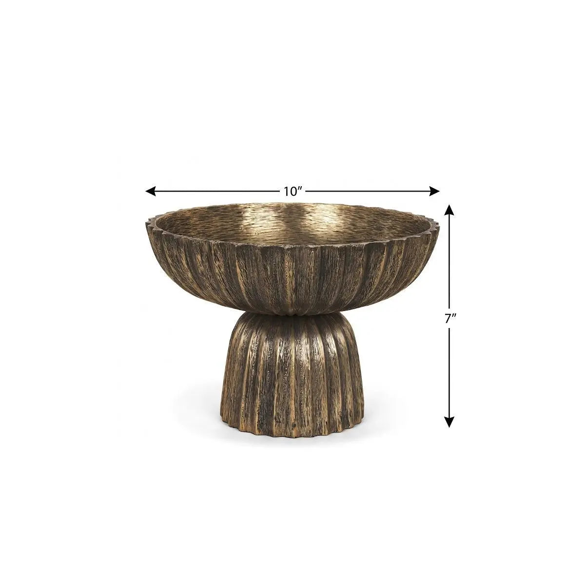 10" Antiqued Gold Metal Round Pedestal Centerpiece Bowl Homeroots Kitchen & Dining