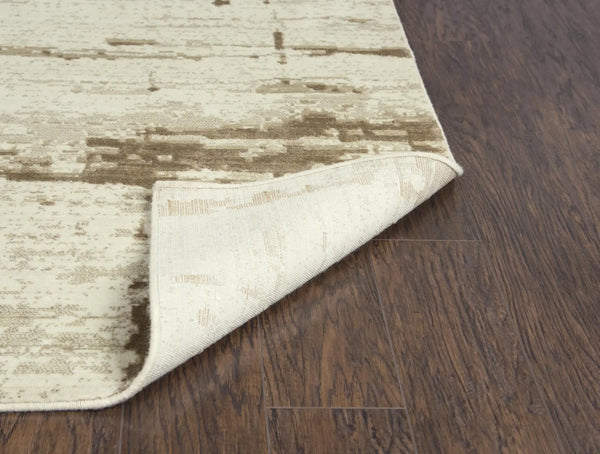 10' Beige Ivory And Tan New Zealand Lambs Wool Abstract Hand Carved Handmade Area Rug Homeroots Home Decor