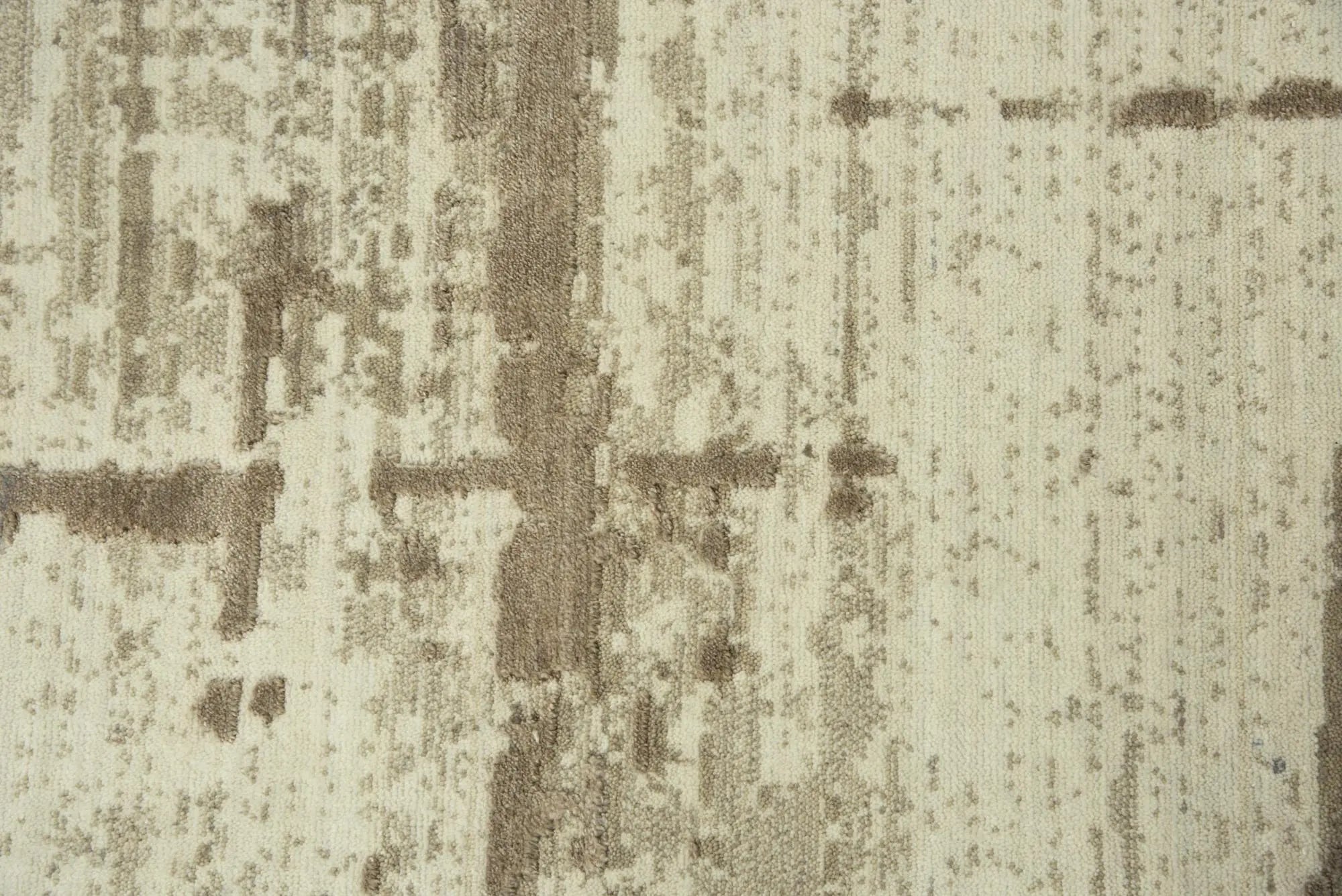 10' Beige Ivory And Tan New Zealand Lambs Wool Abstract Hand Carved Handmade Area Rug Homeroots Home Decor