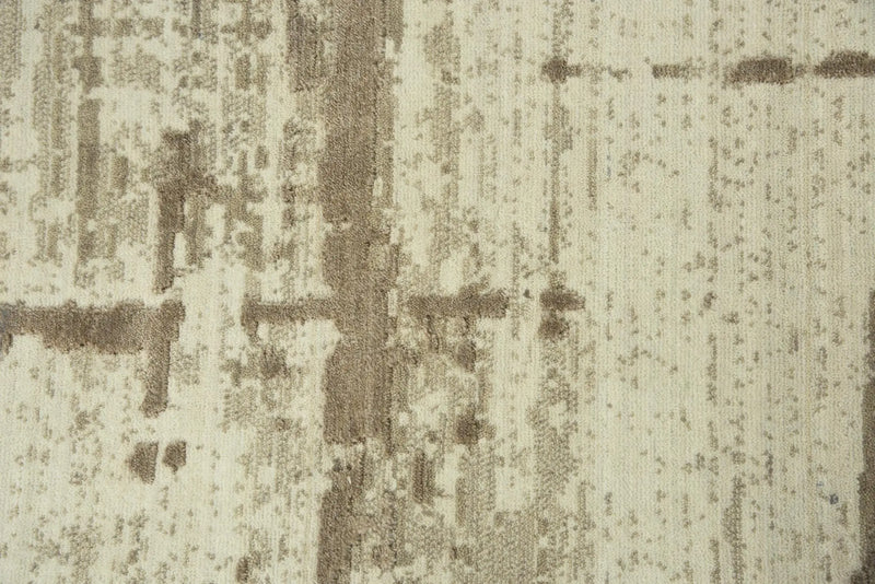 10' Beige Ivory And Tan New Zealand Lambs Wool Abstract Hand Carved Handmade Area Rug Homeroots Home Decor