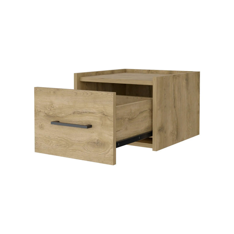 10" Beige One Drawer Faux Wood Floating Nightstand Homeroots Bed & Bath