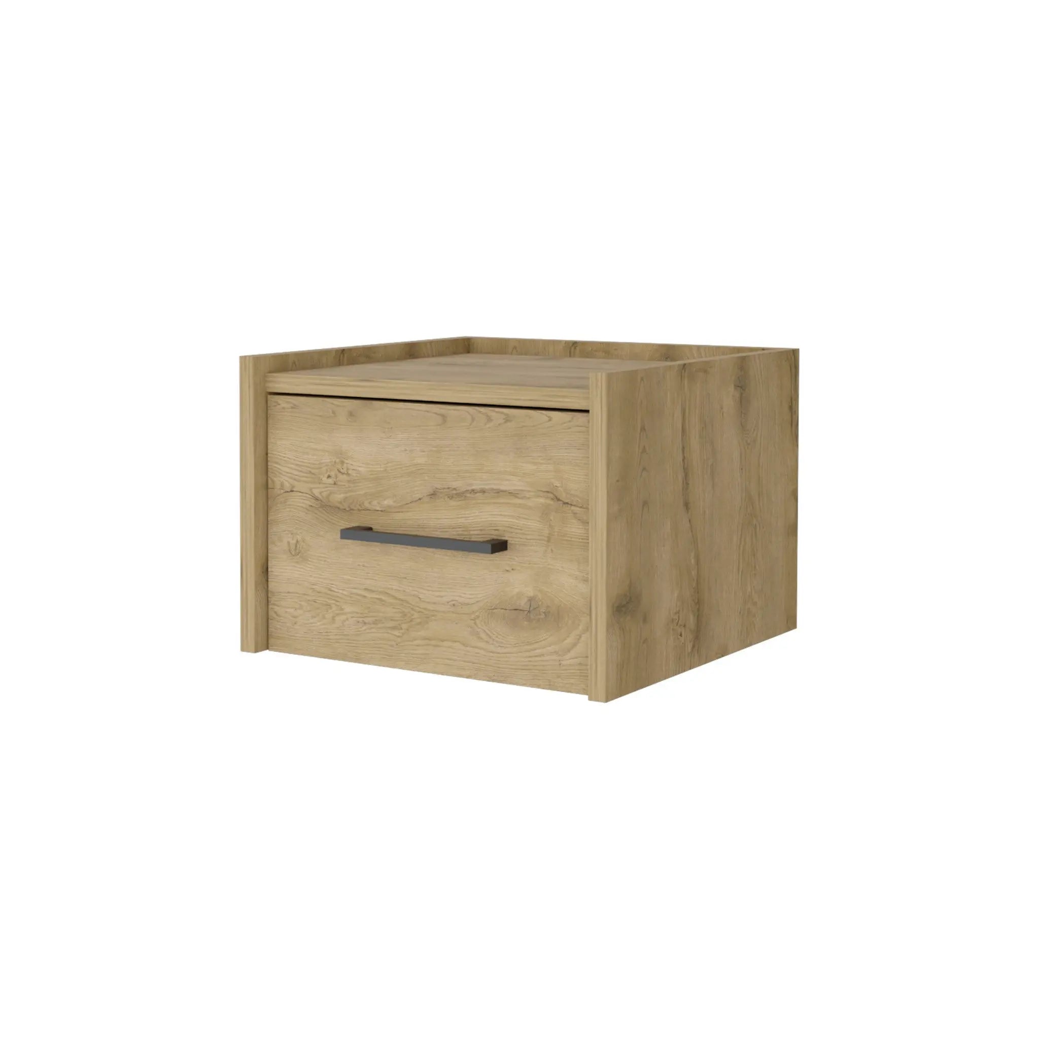 10" Beige One Drawer Faux Wood Floating Nightstand Homeroots Bed & Bath