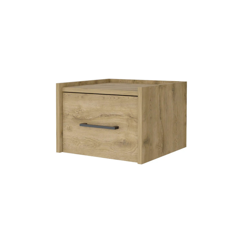 10" Beige One Drawer Faux Wood Floating Nightstand Homeroots Bed & Bath
