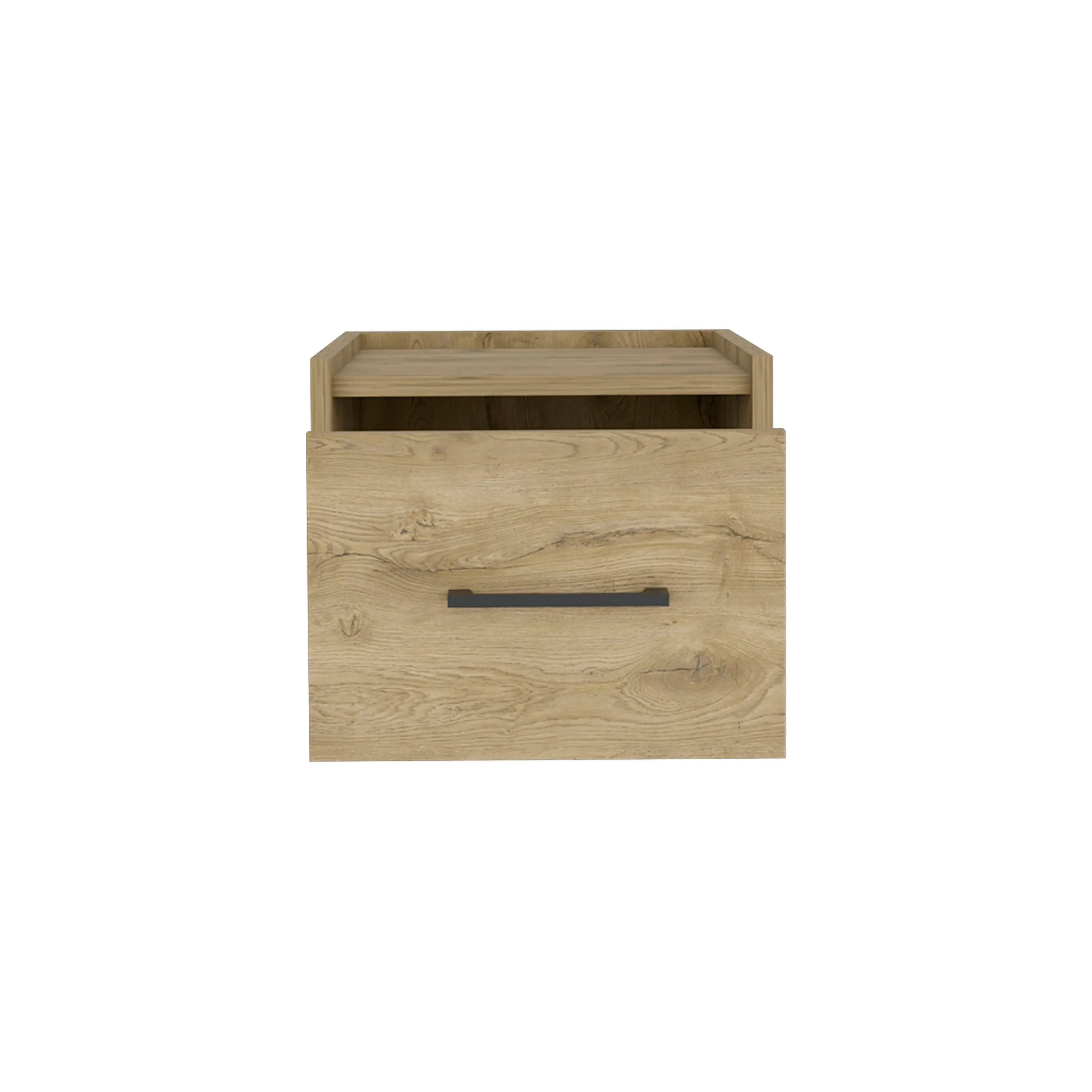 10" Beige One Drawer Faux Wood Nightstand Homeroots Bed & Bath