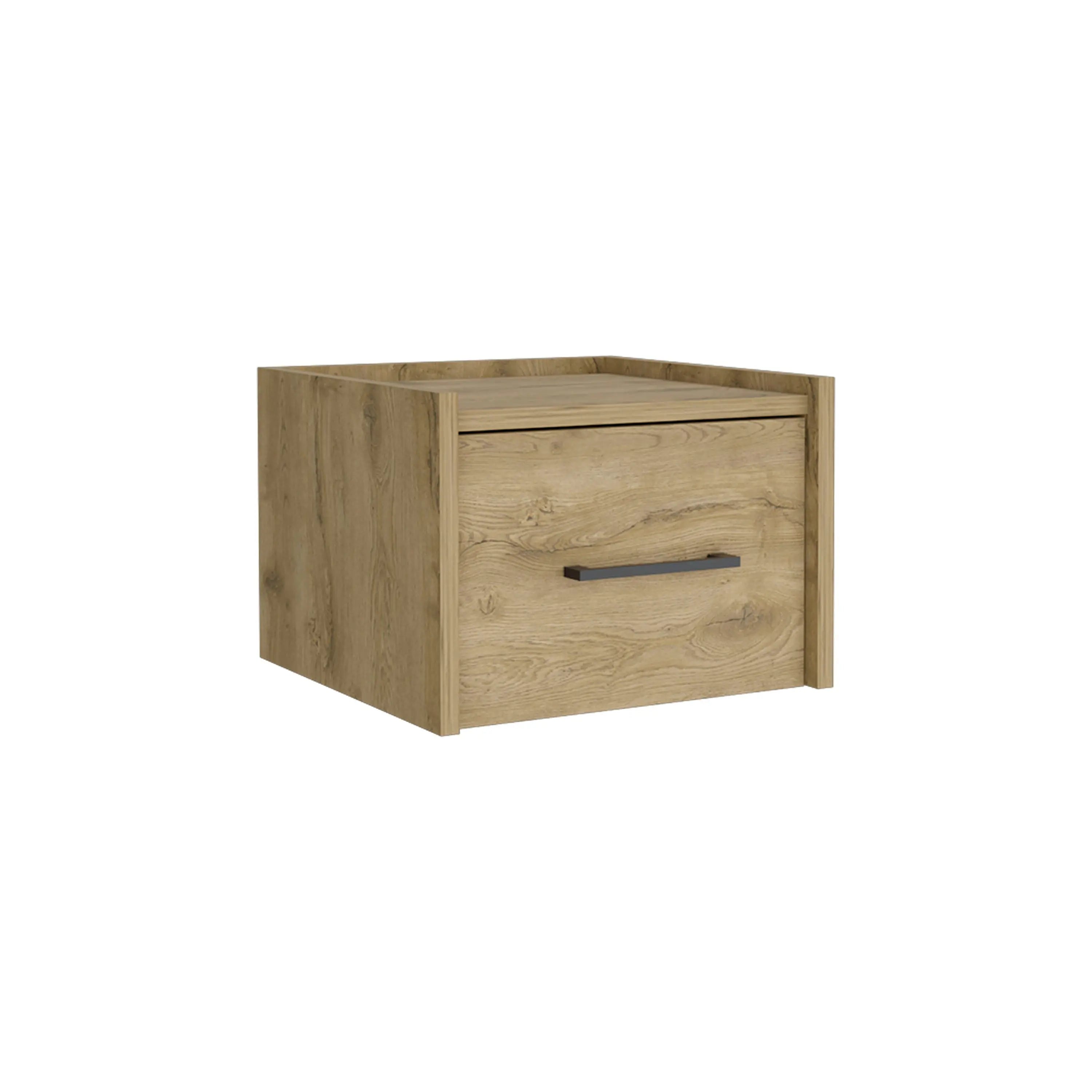 10" Beige One Drawer Faux Wood Nightstand Homeroots Bed & Bath
