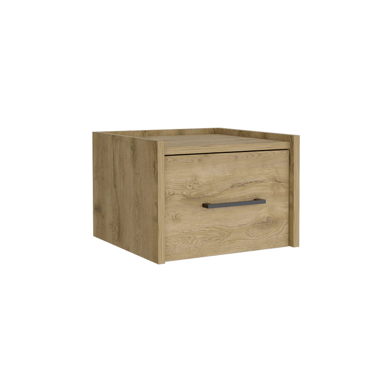 10" Beige One Drawer Faux Wood Nightstand Homeroots Bed & Bath