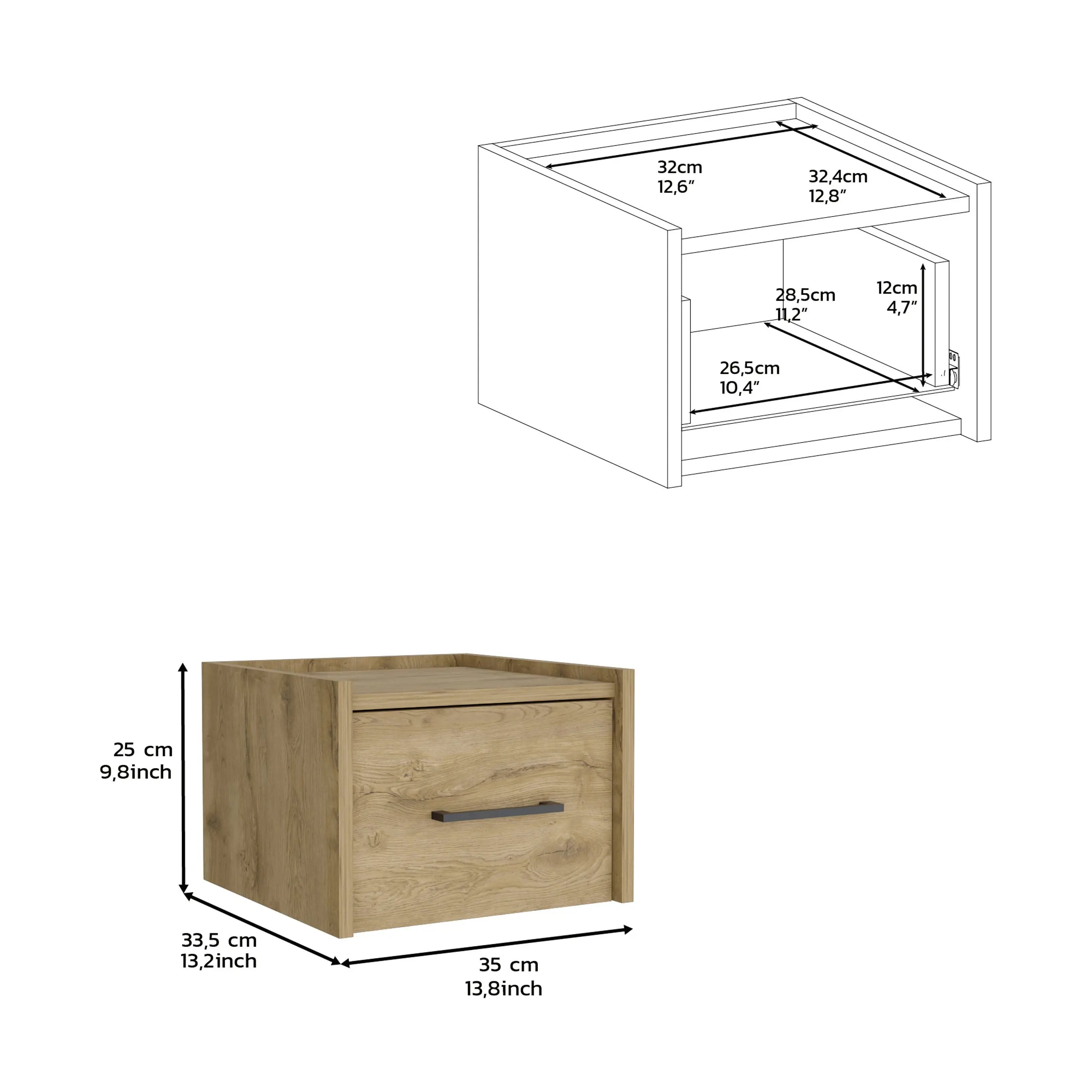 10" Beige One Drawer Faux Wood Nightstand Homeroots Bed & Bath