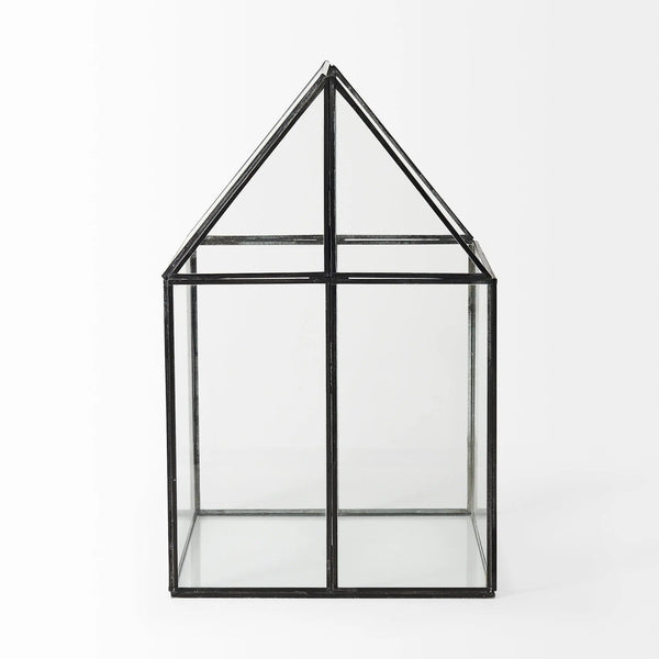 10" Black And Clear Glass And Metal Box Homeroots Office