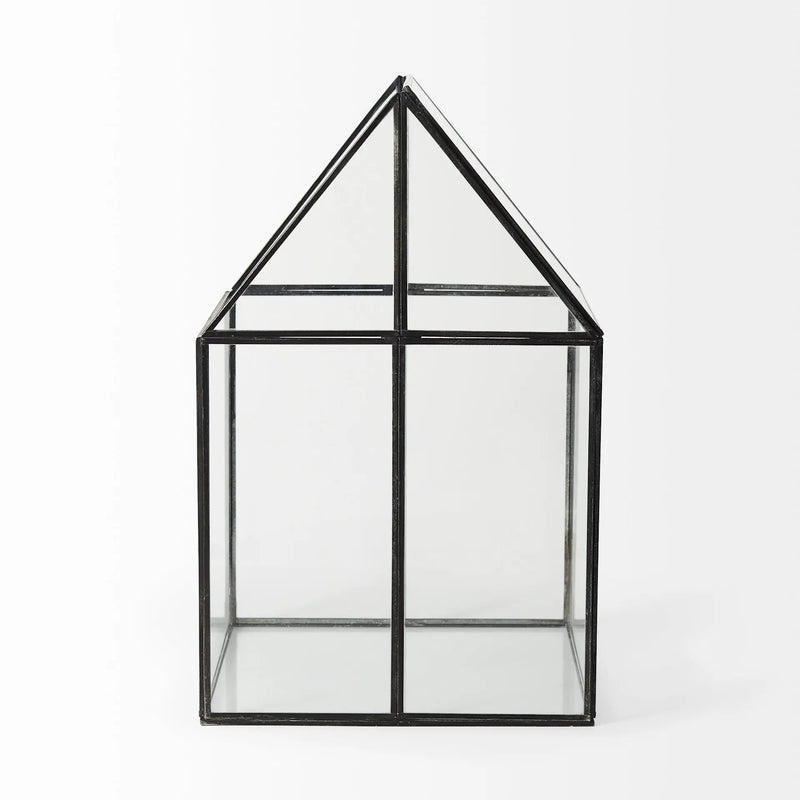 10" Black And Clear Glass And Metal Box Homeroots Office