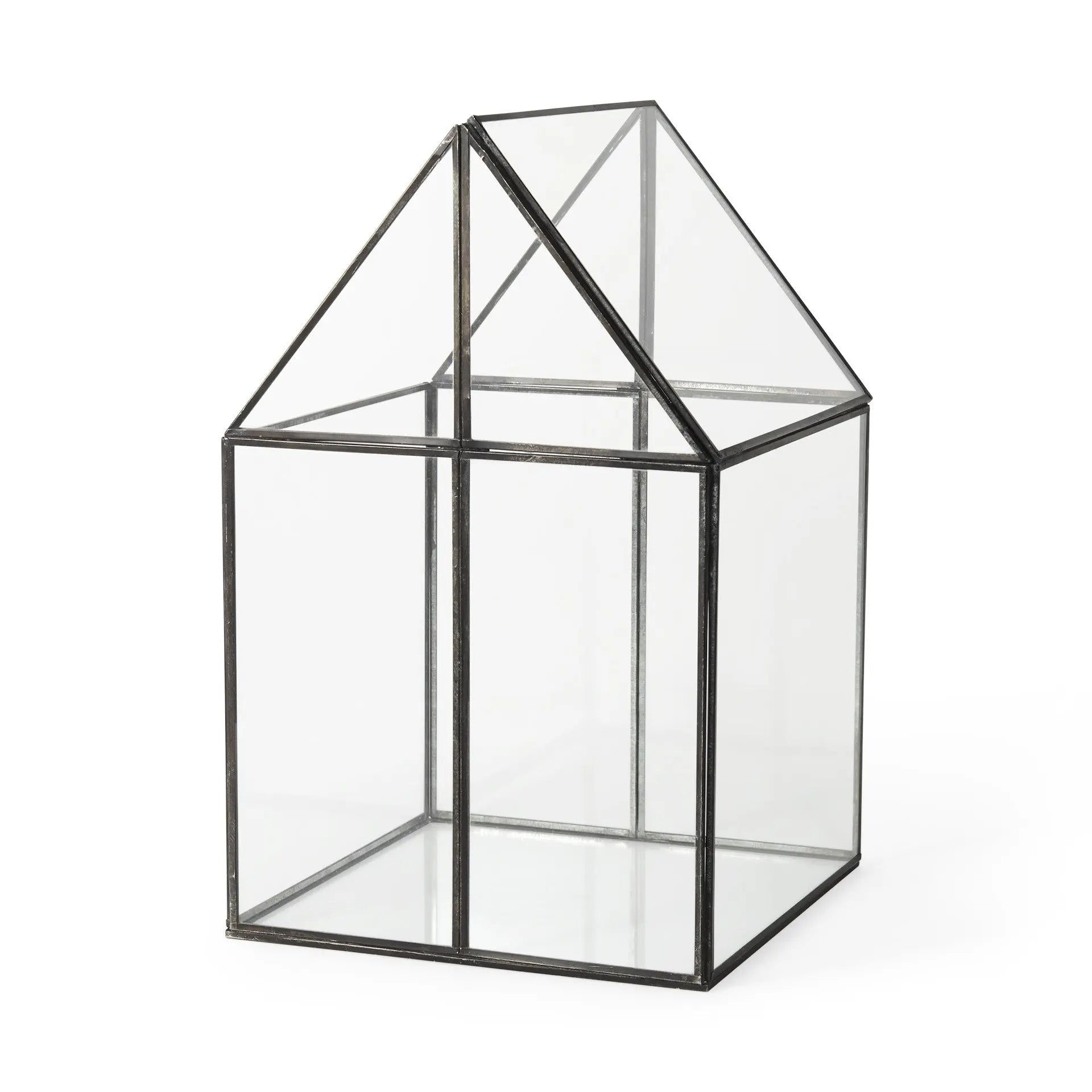 10" Black And Clear Glass And Metal Box Homeroots Office