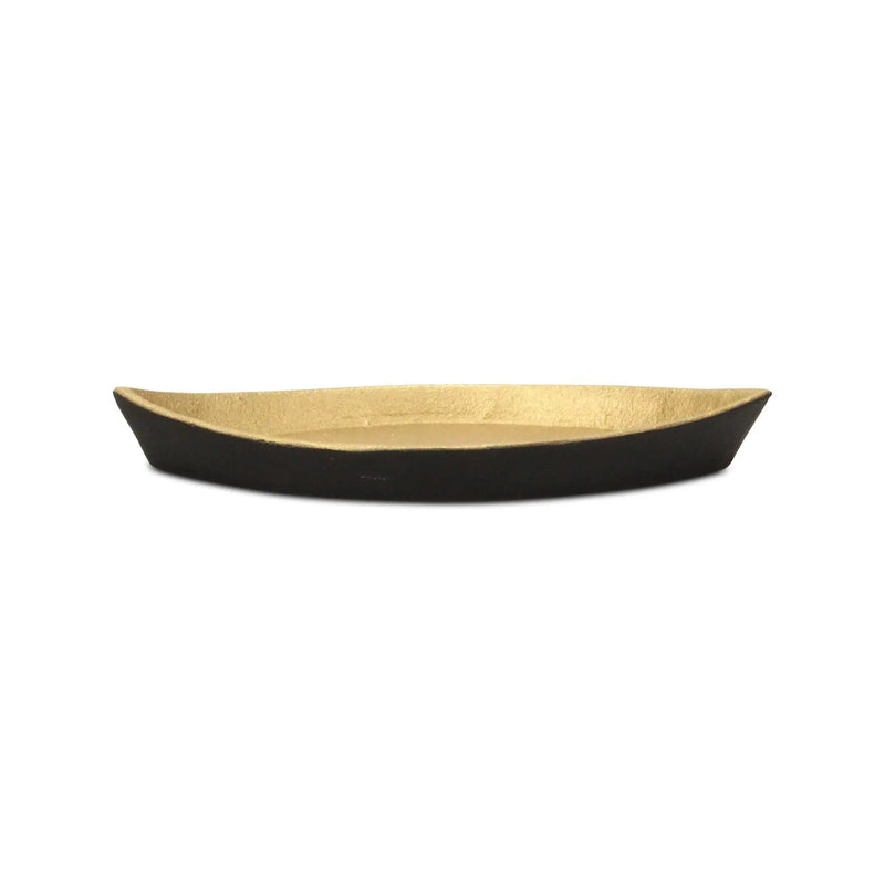10" Black And Gold Cast Iron Oval Boat Shaped Tray Homeroots Kitchen & Dining