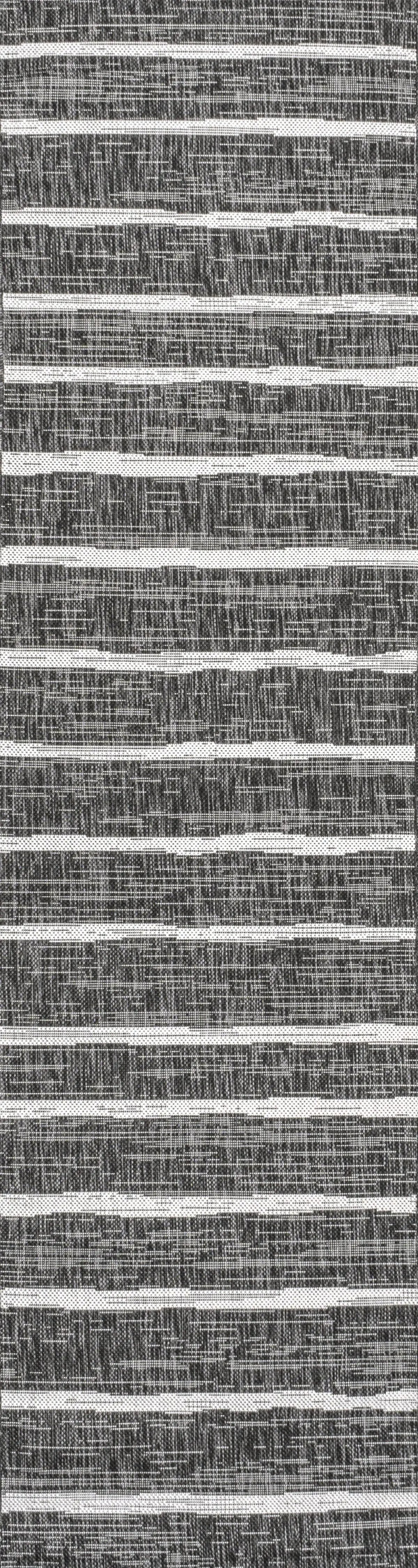 10' Black And Ivory Striped Indoor Outdoor Runner Rug Homeroots Outdoor