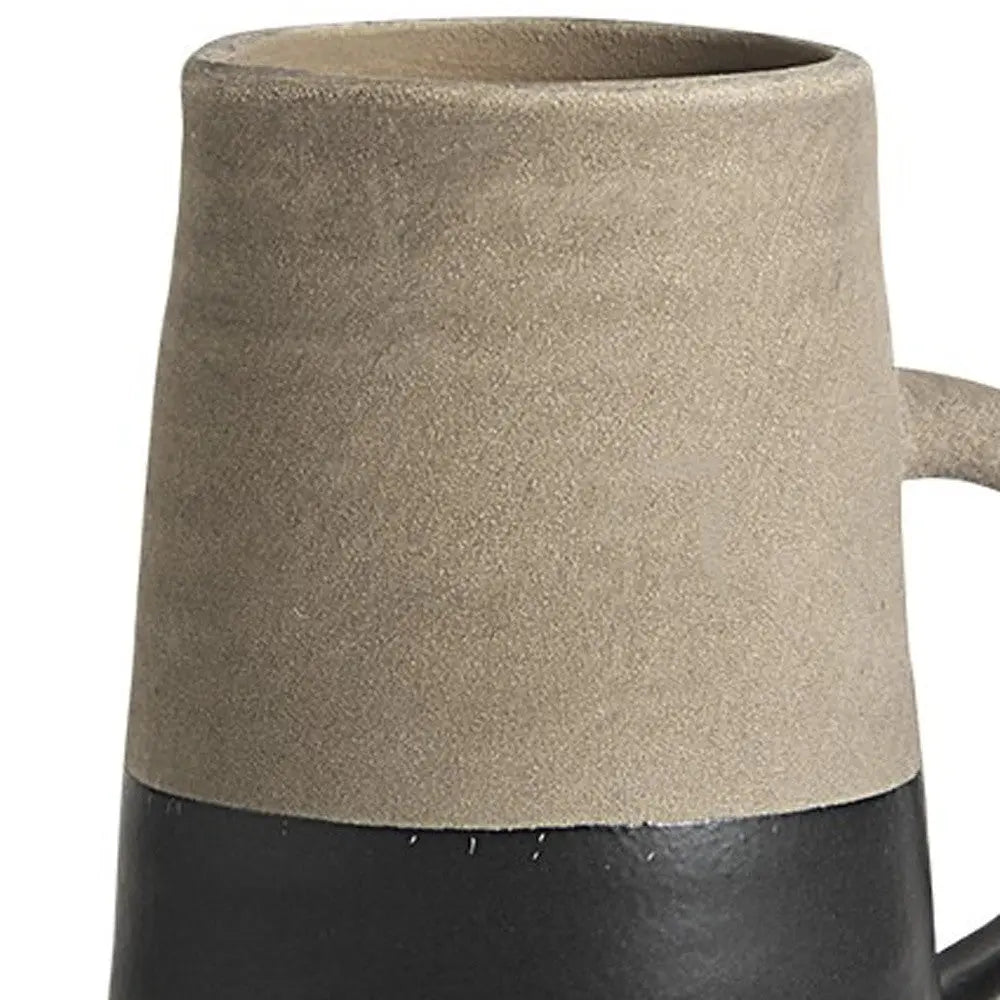 10" Black And Natural Color Block Cylinder Ceramic Jug Vase Homeroots Home Decor