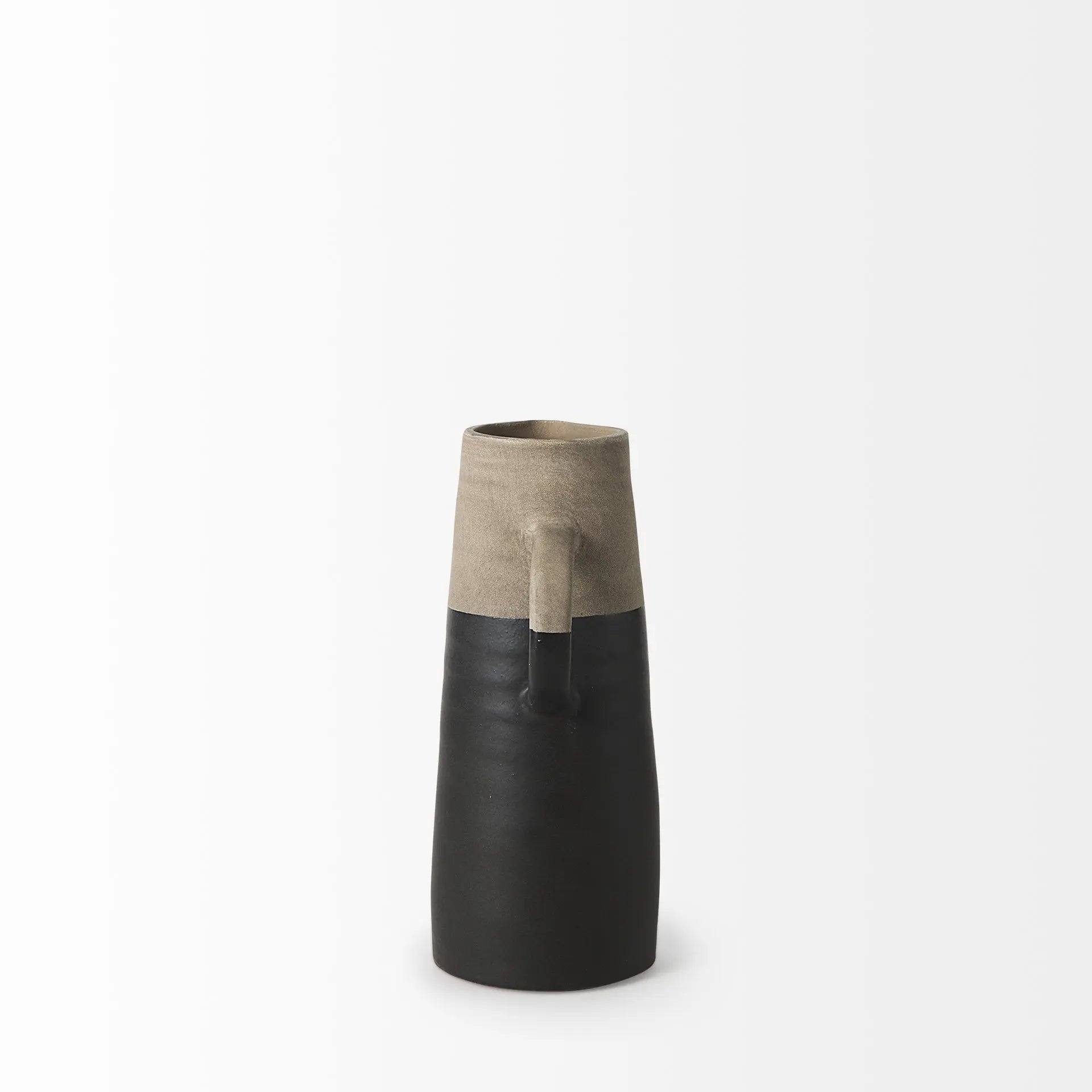 10" Black And Natural Color Block Cylinder Ceramic Jug Vase Homeroots Home Decor