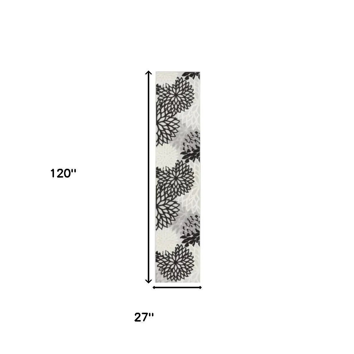 10' Black And White Indoor Outdoor Runner Rug Homeroots Outdoor