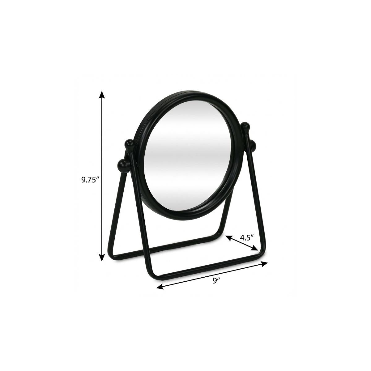 10" Black Metal Round Framed Adjustable Makeup Shaving Tabletop Mirror Homeroots Bed & Bath