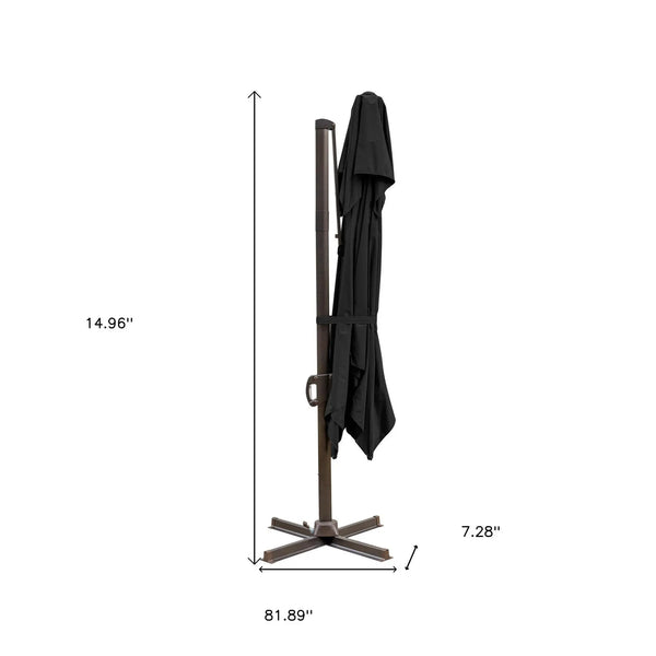 10' Black Polyester Square Tilt Cantilever Patio Umbrella With Stand Homeroots Outdoor
