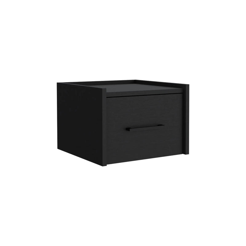 10" Black Wood One Drawer Floating Nightstand Homeroots Bed & Bath