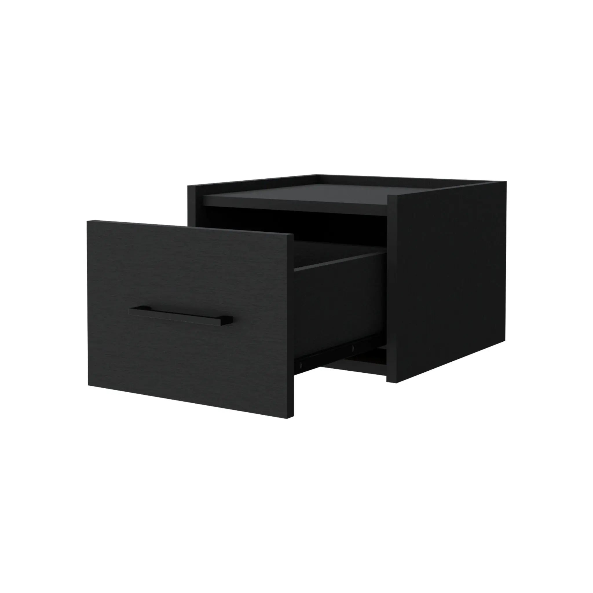 10" Black Wood One Drawer Floating Nightstand Homeroots Bed & Bath