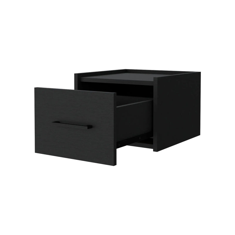 10" Black Wood One Drawer Floating Nightstand Homeroots Bed & Bath